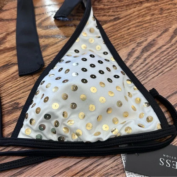 Guess NWT halter bikini white black gold - Picture 5 of 10